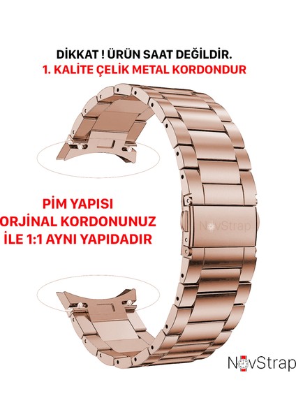 Samsung Galaxy Watch 7 6 5 4 Fe 40-42-43-44-45-46-47 Mm ile Uyumlu Çelik Metal Kordon Boşluk Bırakmayan Pimli fırsatları