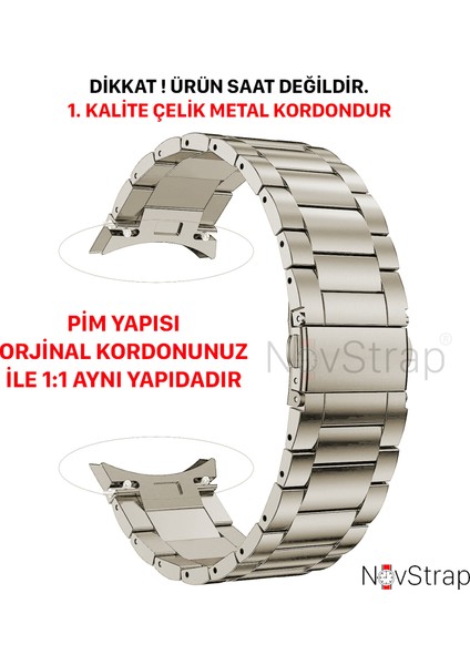 Samsung Galaxy Watch 7 6 5 4 Fe 40-42-43-44-45-46-47 Mm ile Uyumlu Çelik Metal Kordon Boşluk Bırakmayan Pimli fırsatları
