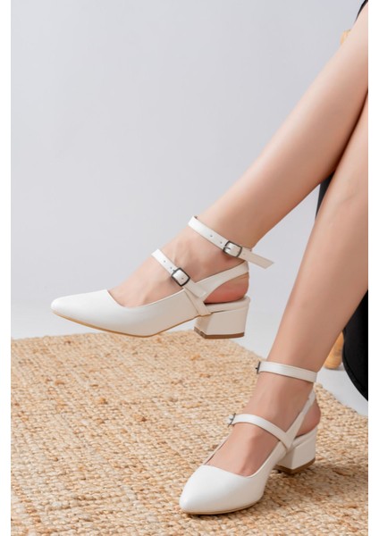 Nita Beyaz Cilt Alçak Topuklu Kadın Ayakkabı fiyatları