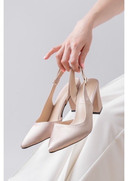 Tonia Krem Saten Topuklu Kadın Ayakkabı modelleri
