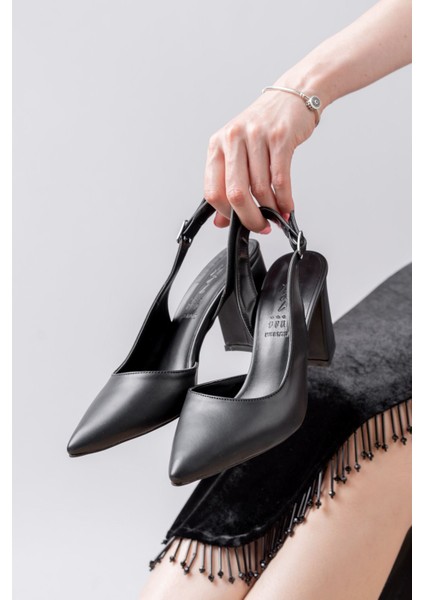 Tonia Siyah Cilt Topuklu Kadın Ayakkabı modelleri