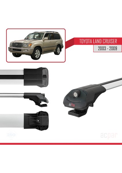 Toyota Land Cruiser 2003-2009 Arası ile Uyumlu Ace-1 Ara Atkı Tavan Barı Gri modelleri