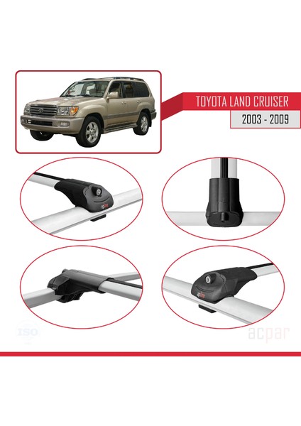 Toyota Land Cruiser 2003-2009 Arası ile Uyumlu Ace-1 Ara Atkı Tavan Barı Gri fırsatları