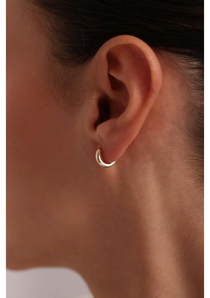 Altın Düz Oval Halka Küpe 1 cm 3mm