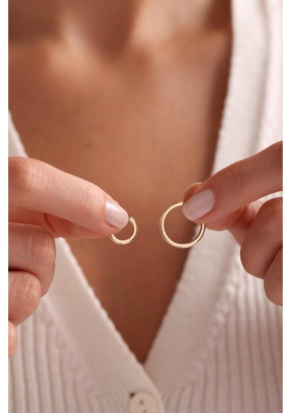 Altın Düz Oval Halka Küpe 1 cm 3mm modelleri