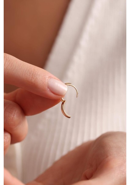 Altın Düz Oval Halka Küpe 1.2 cm 3mm modelleri