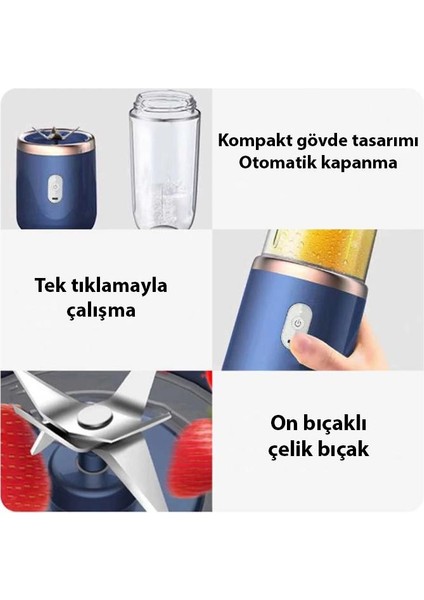 400ML Smoothie Taşınabilir Şarjlı Çok Fonksiyonlu El Blendere, 1 Bardaklı Kişisel Detoks Hazırlama Mikseri Pl-83