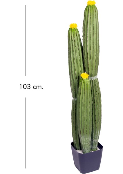 Yapay Kaktüs Saksılı Sarı Çiçekli 103 Cm.