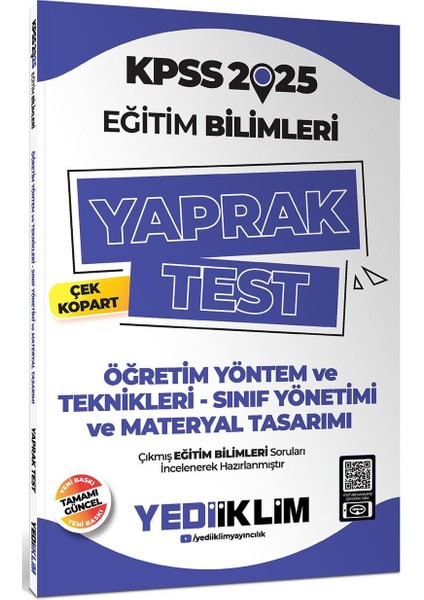 2025 KPSS Eğitim Bilimleri Öğretim Yöntem ve Teknikleri Çek Kopart Yaprak Test
