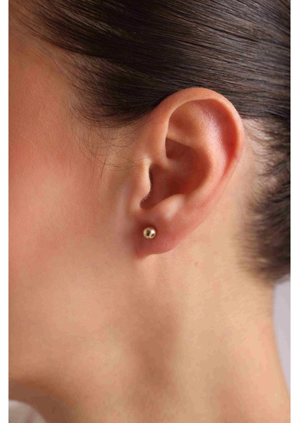 14 Ayar Altın Top Küpe 5 mm Çap