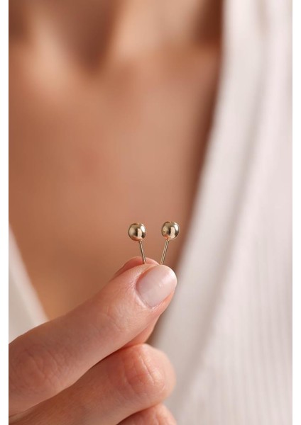 14 Ayar Altın Top Küpe 5 mm Çap
