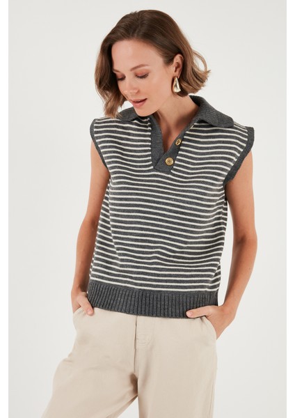 Çizgili V Yaka Triko Süveter Kadın Süveter 4616171 fırsatları