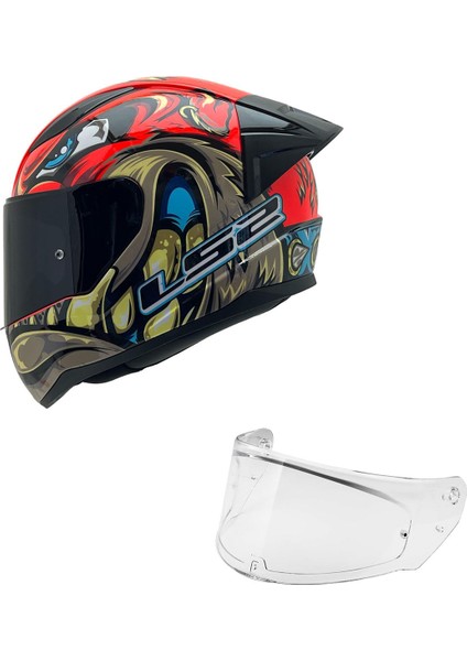 Rapıd 2 Spox Kırmızı Gri Kask Siyah Cam+Spoiler