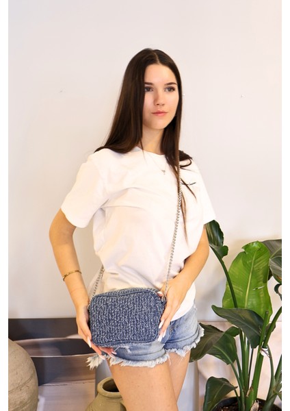 Kadın Çanta, Zincir Askı Detaylı Kot & Denim Çanta Kadın Kol, Omuz Çantası