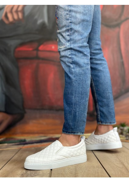 Boa Ba0353 Bağcıksız Kapitone Beyaz Günlük Erkek Ayakkabı modelleri