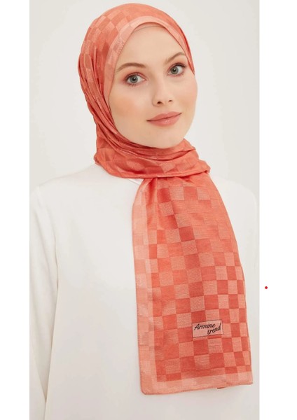 Trend B.Janjan Şal 87 - Turuncu Dama Desen