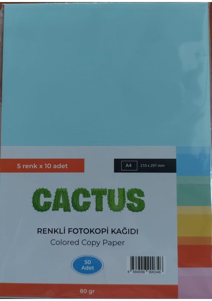 A4 Renkli Fotokopi Kağıdı 80 gr 50 Adet Yüksek Kalite ile Sunumlarınızı Canlandırın