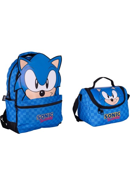 Mavi Üç Boyutlu Okul Çantası ve Beslenme Çantası