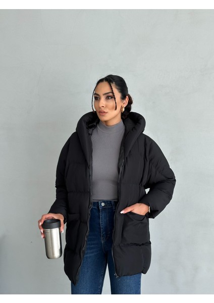 Puffer Yarasa Şişme Oversize Kadın Mont