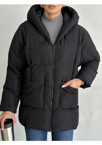 Puffer Yarasa Şişme Oversize Kadın Mont