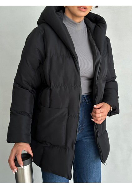 Puffer Yarasa Şişme Oversize Kadın Mont