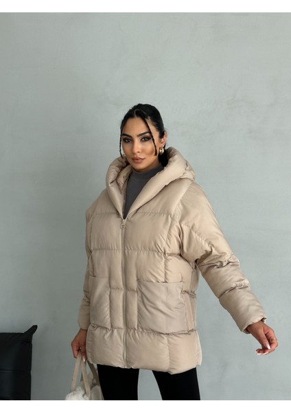 Puffer Yarasa Şişme Oversize Kadın Mont