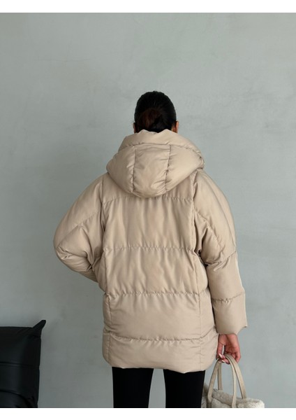 Puffer Yarasa Şişme Oversize Kadın Mont