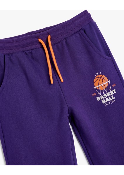 Jogger Eşofman Altı Basketbol Baskılı Beli Bağlamalı Cepli