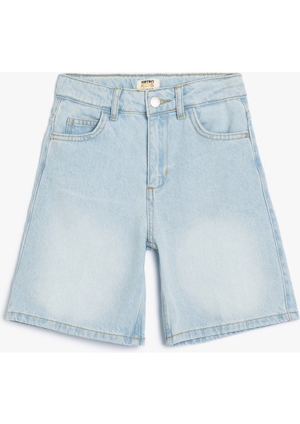 Basic Kot Şort Cepli Pamuklu