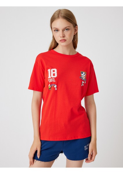 Snoopy Oversize Arkası Baskılı T-Shirt Lisanslı