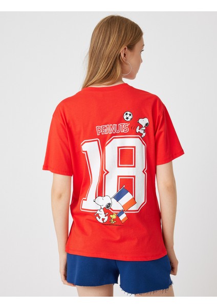 Snoopy Oversize Arkası Baskılı T-Shirt Lisanslı
