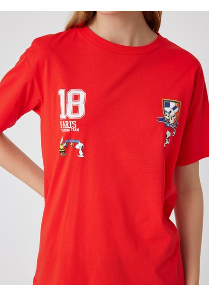 Snoopy Oversize Arkası Baskılı T-Shirt Lisanslı