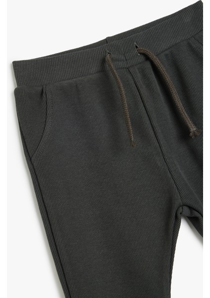 Basic Eşofman Altı Dokulu Beli Bağlamalı Pamuklu modelleri