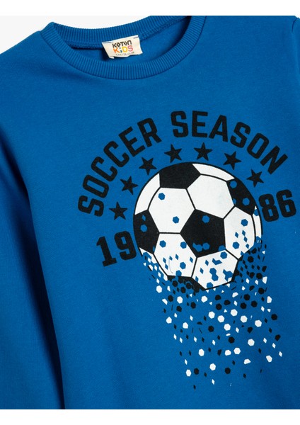 Sweatshirt Uzun Kollu Bisiklet Yaka Futbol Baskılı Şardonlu modelleri