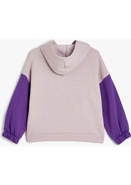 Kapşonlu Crop Sweatshirt Slogan Baskılı Uzun Kollu Pamuklu fiyatları