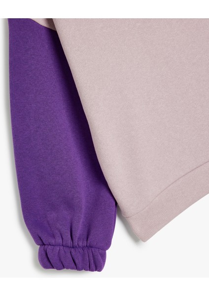 Kapşonlu Crop Sweatshirt Slogan Baskılı Uzun Kollu Pamuklu modelleri