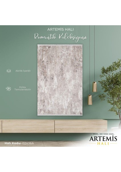 Romantik 02436a Kahve Bej Modern Desenli Halı