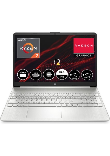 Hp 15S-EQ2000NT Amd Ryzen 7 5700U 8gb 512GB SSD Windows 11 Pro 15.6" Fhd Taşınabilir Bilgisayar 4H0J2EA+SNERTECHÇANTA