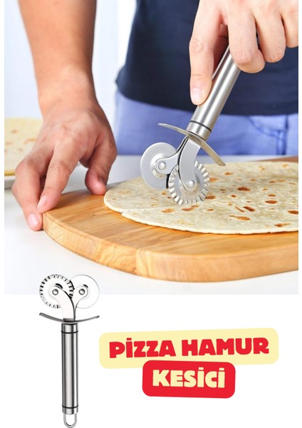 Çift Başlıklı Pizza Hamur Kesici Ekmek Lavaş Kesme Bıçağı