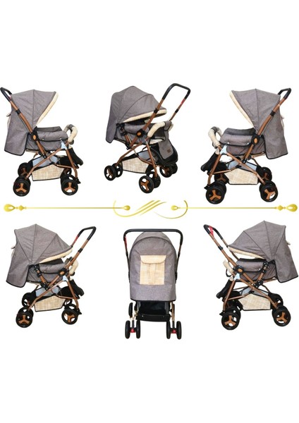 Vav Baby Dual Comfort Line Çift Yönlü Bebek Arabası Bej-Gold