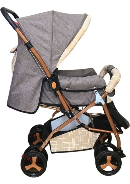 Vav Baby Dual Comfort Line Çift Yönlü Bebek Arabası Bej-Gold