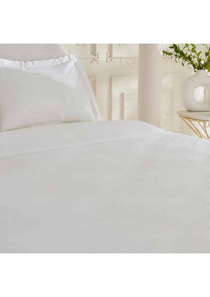 Vessa 120 Tel %100 Pamuk Saten Çift Kişilik Nevresim Takımı Çizgili Beyaz modelleri