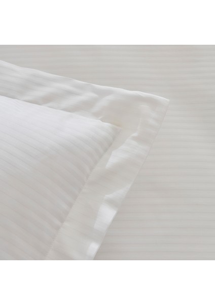 Vessa 120 Tel %100 Pamuk Saten Çift Kişilik Nevresim Takımı Çizgili Beyaz indirimleri