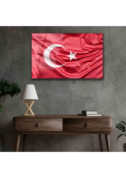 Kırmızı Dalgalı Türk Bayrağı Cam Tablo Red Wavy Turkish Flag Glass Painting fırsatları