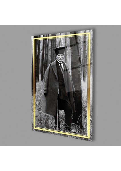 Atatürk Dikey Cam Tablo Büyük Tablo Ev Ofis Dekoru
