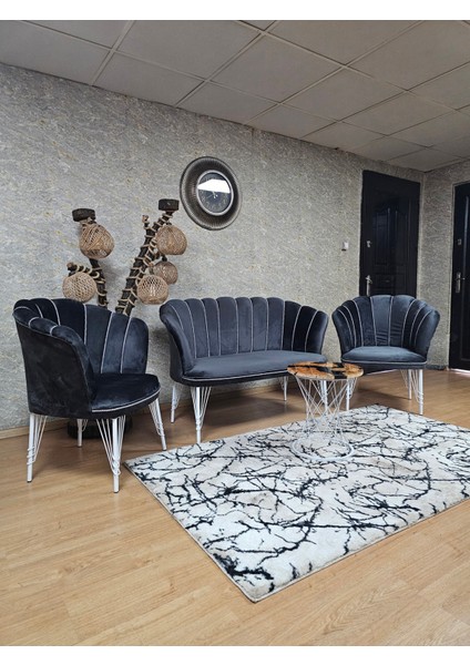 Beyaz Boyalı Tel Ayak Papatya Çay Seti Koltuk Takımı , Balkon,Ofis, Cafe Koltuk Takımı modelleri