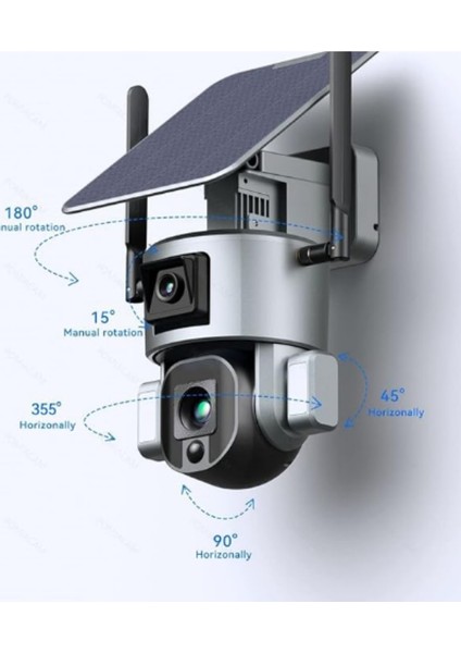 4K Solar 4g Sim Kart  Güneş Panelli Çift Lensli Ptz Kamera