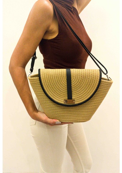 Tasarım Kol ve Omuz Çantası El Işi Kalın Yıkanabilir Kaliteli Kordon Ip Jüt Çanta