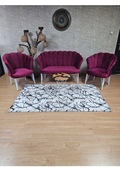 Beyaz Boyalı Tel Ayak Papatya Çay Seti Koltuk Takımı , Balkon,Ofis, Cafe Koltuk Takımı