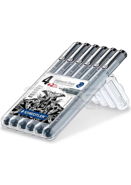 Pigment Liner Siyah Çizim Kalemi 4+2 Set